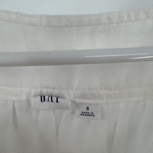 Gap 100% Linen White Square Neck Half Sleeve Blouse Women's Small - Picture 2 of 5